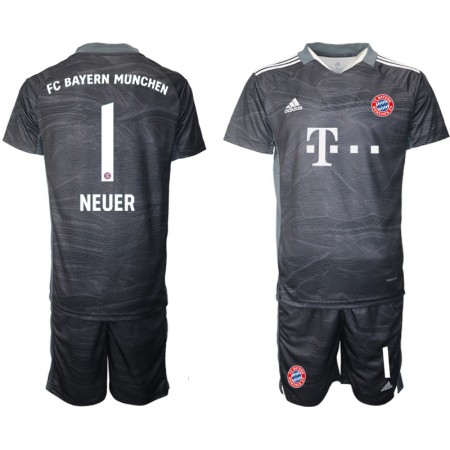 Billiga Fotbollströjor FC Bayern München Manuel Neuer 1 Målvakt Barn Borta tröja 2021/22 Kortärmad